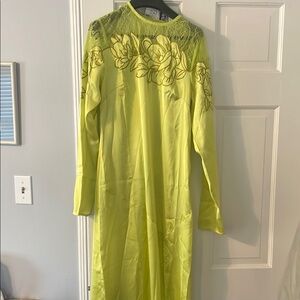 ASOS Lime Long Sleeve Dress with Floral Accents